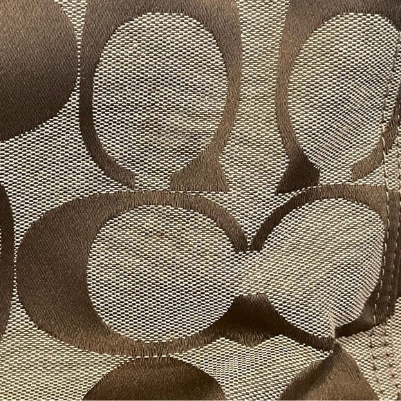 Coach Hampton Satchel Set w/ Wristlet Wallet. Signature w/ Yellow Leather Trim. - Picture 5 of 13